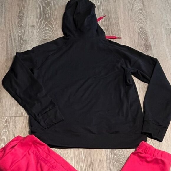 Y2K Adidas Black Pink Fleece Sweatshirt Hoodie L - Picture 2 of 8